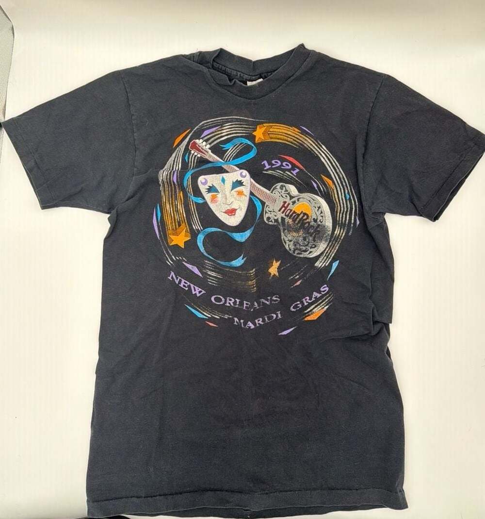 Vintage 1991 Hard Rock Cafe New Orleans Mardi Gras T-Shirt Size L